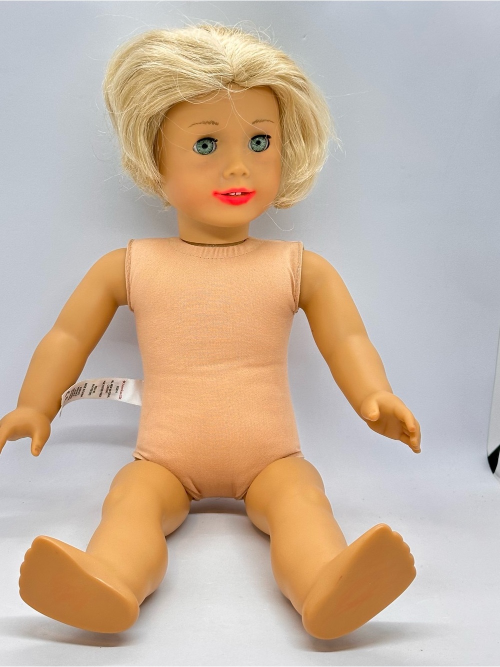 2014 American Girl Blonde Hair Blue Eyes 18" Doll With Cloth Body Needs TLC Nude - Picture 2 of 15